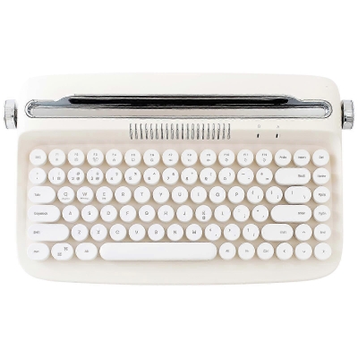 Bezprzewodowa klawiatura do pisania, estetyczna klawiatura Retro Bluetooth ze zintegrowanym stojakiem na wiele urządzeń
