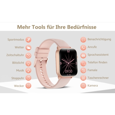 BingoFit Fitness Tracker, smartwatch z funkcją telefonu, zegarek fitness z pulsometrem, krokomierzem, monitorowaniem snu, tlenem we krwi, ekran dotyko