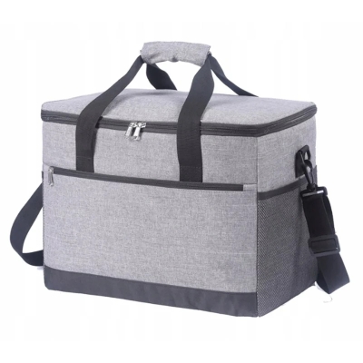 Torba termiczna na lunch z paskiem na ramię 20 l, 33 × 29 × 21 cm, szara