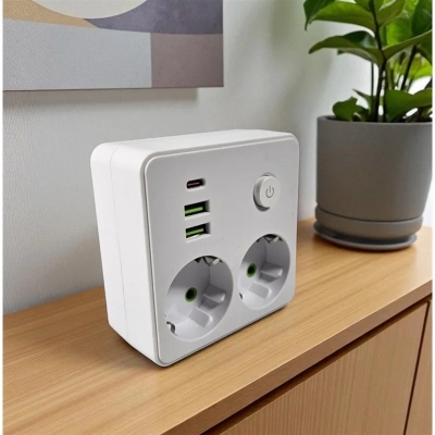 Gniazdo Zasilające 5-w-1 2x EU + 3x USB z Portem Type-C