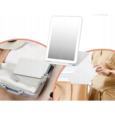 Lusterko kosmetyczne podświetlane led do makijażu składane podróżne lustro