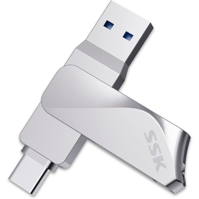 Pendrive SSK 64GB USB C Flash Drive Dual Drive 2 w 1 OTG USB A 3.2 + Type C Stick Thumb Drive,Pendrive z prędkością transferu do 200MB/s Memory Stick