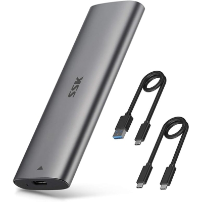 SSK Aluminiowa obudowa z adapterem M.2 na USB NVMe SATA SSD, bez narzędzi, USB 3.2 2 generacji 10 Gb/s NVMe PCI-E 6 Gb/s SATA M-Key, B+M-Key, zewnętrz