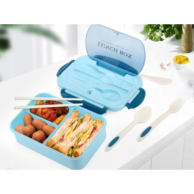 Lunchbox śniadaniówka pojemnik na śniadanie obiad z przegródkami sztućce