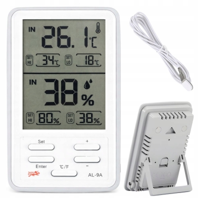 Stacja pogodowa pogody lcd termometr sonda higrometr magnes bezprzewodowa