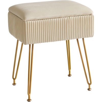 Taboret do makijażu, kwadratowy taboret z aksamitu, nowoczesny, wielofunkcyjny taboret do makijażu do sypialni, salonu, biura, złote nogi, 40 x 29,5 x
