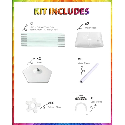 Stojak Łuk z balonów, 3m szerokości, regulowana rama łuku balonowego, idealna do dekoracji imprezowych, nie zawiera balonów