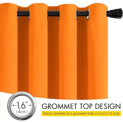 Pomarańczowe zasłony zaciemniające do salonu 140x225, zestaw 2 paneli, zasłony z przelotkami premium do sypialni, zasłony okienne z izolacją termiczną
