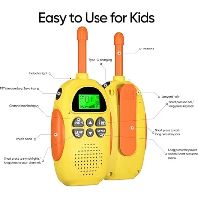 Walkie-talkie HPROMOT dla dzieci, zabawki akumulatorowe dla chłopców i dziewcząt w wieku 5-7 lat, 22 kanały, radio dwukierunkowe, zabawka świąteczna,