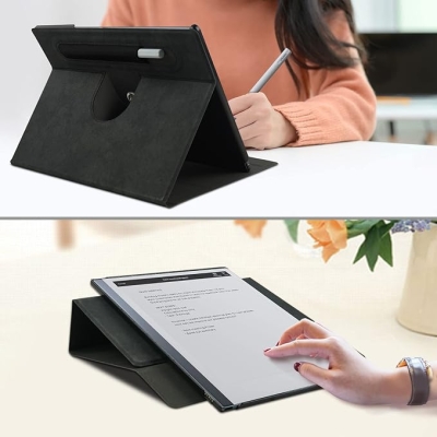 Etui obrotowe 360° do tabletu Remarkable 2, inteligentne etui ochronne z funkcją podstawki i uchwytem na długopis, czarne