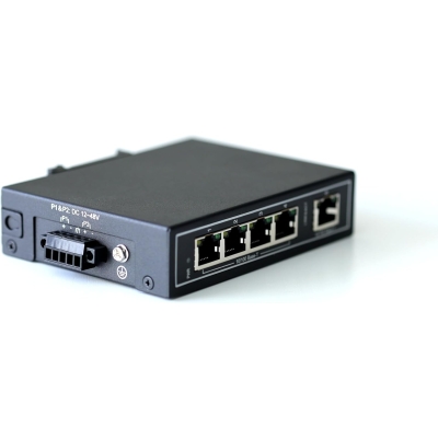 WDH-5ET-DC 10/100 Mb/s Niezarządzane 5-portowe przemysłowe przełączniki Ethernet z szyną DIN/montażem na ścianie (zgodne z normą UL, bez wentylatora,