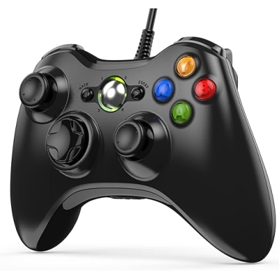 Diswoe Xbox 360 Game Controller, USB Przewodowy kontroler Gamepad o ergonomicznej konstrukcji dla Xbox 360 PC(Windows 7/8 / 8.1/10 / XP/Vista)
