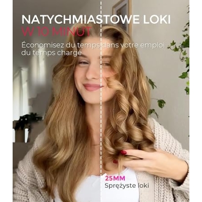TYMO CURLPRO Automatyczna Lokówka do Dużych Kędziorów – Przenośna Automatycznie Obracająca się Lokówka 25mm,160-210℃, Łatwe Kręcenie, Ceramiczna