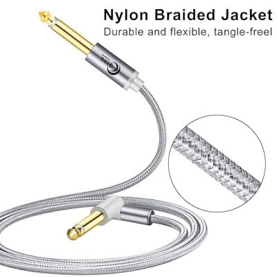 QING CAOQING Kabel instrumentalny 4,5 m – jack 6,3 mm prosty - kątowy