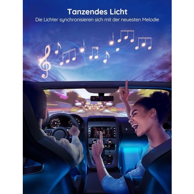 Govee wodoszczelne oświetlenie wewnętrzne samochodu LED, 48 diod LED, ulepszona konstrukcja dwuliniowa, sterowanie aplikacją, wielokolorowe, z wtyczką
