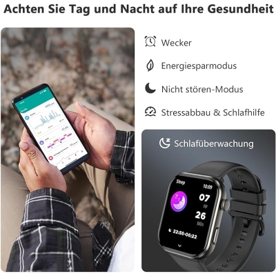 Smartwatch Blackview R60 dla mężczyzn i kobiet, ekran AMOLED z funkcją Always-On, zegarek fitness z funkcją telefonu, wykonywanie/odbieranie połączeń,