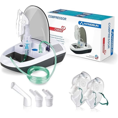 Hangsun Nebulizator dla dorosłych i dzieci, kompaktowy inhalator CN680 z przenośną konstrukcją i wbudowanym pudełkiem do przechowywania