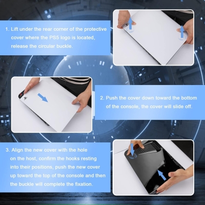 Obudowa do konsoli PlayStation 5 w wersji Disc Edition, osłony boczne do PS5 z otworami wentylacyjnymi na wentylatory chłodzące, twarde, odporne