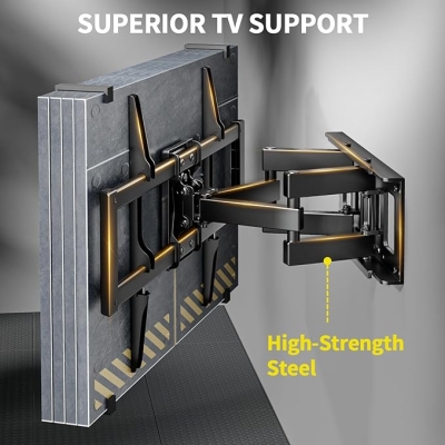 Alphamount Uchwyt ścienny do telewizora do większości telewizorów 4K LED i OLED o przekątnej do 45 kg, uchwyt na telewizor z dwoma ramionami przegubow