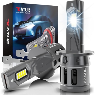 KATUR Żarówki LED H3, 80W 16000LM 6000K Xenon Biały Bezprzewodowy H3 Zestaw Konwersji Samochodów Reflektorów Halogenowy