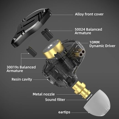 KZ ZS10 PRO X słuchawki douszne, ulepszone 4BA+1DD, hybrydowe sterowniki, HiFi słuchawki przewodowe z kablem 2-pinowym 0,75 mm, do sceny audiofilskiej