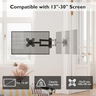 BONTEC Przegubowy Uchwyt Ścienny Full Motion, Do TV i Monitorów LED LCD 13
