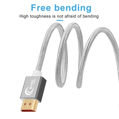 Kabel 8K HDMI 2.1 – Micro HDMI do HDMI, 3 m, srebrny, pozłacane złącza