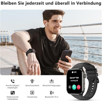 Smartwatch Blackview R60 dla mężczyzn i kobiet, ekran AMOLED z funkcją Always-On, zegarek fitness z funkcją telefonu, wykonywanie/odbieranie połączeń,