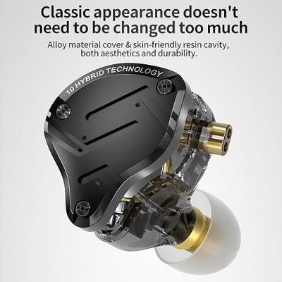 KZ ZS10 PRO X słuchawki douszne, ulepszone 4BA+1DD, hybrydowe sterowniki, HiFi słuchawki przewodowe z kablem 2-pinowym 0,75 mm, do sceny audiofilskiej
