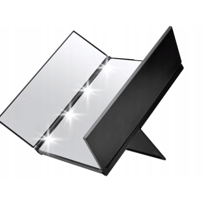 Lusterko składane z podstawką kosmetyczne do makijażu podświetlane led