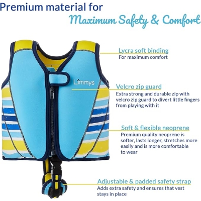 Limmys Premium Kamizelka do Pływania dla Dzieci – Kamizelka Asekuracyjna dla Maluchów i Niemowląt – Nowoczesny Design dla Chłopców i Dziewczynek