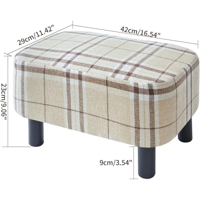 Podnóżek 42 cm, prostokątny otomana ze stabilnymi drewnianymi nogami, nowoczesny podnóżek z tkaniny lnianej, stołek na buty do salonu, wyściełane sied