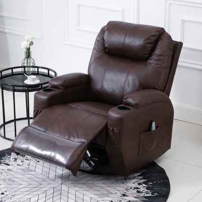 Fotel Masujący Bujany Rozkładany Premium brązowy