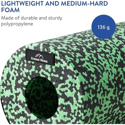 Wałek do masażu powięzi 30 cm średnio-twardy do ćwiczeń w kolorze czarnym/zielonym – profesjonalna rolka do masażu