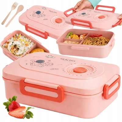 Zestaw Lunchbox śniadaniówka pojemnik na śniadanie obiad z przegródkami sztućce