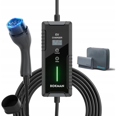 Bokman Ładowarka EV typu 2 do wtyczki CEE,5M /7,4kW /6-32 A regulowany prąd po zwrocie