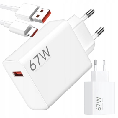 Ładowarka Sieciowa Szybka XIAOMI Zestaw Kabe USB typ C MI TURBO CHARGE 55W