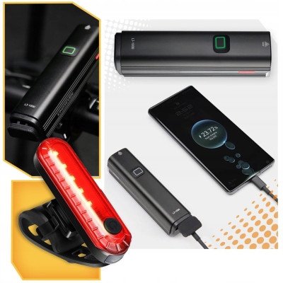 Lampka Rowerowa LED tylna USB Przednia Mocna Tył ZESTAW NA ROWER