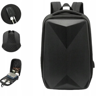 Pojemny Elegencki Wzmocniony Plecak Na Laptopa Wodoodporny Czarny Ochronny 15,6” Usb 35L