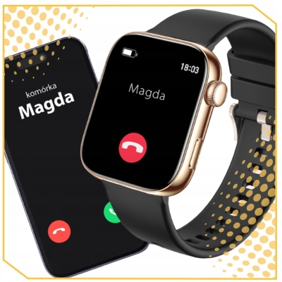 SMARTWATCH DAMSKI ZEGAREK ROZMOWY MENU PL ZDROWIE HD AMOLED 1,85