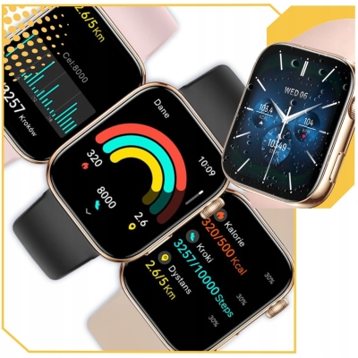 SMARTWATCH DAMSKI ZEGAREK ROZMOWY MENU PL ZDROWIE HD AMOLED 1,85