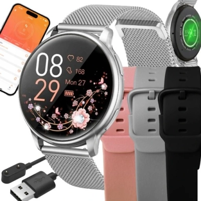 ELEGANCKI SMARTWATCH Z ROZMOWAMI  DAMSKI  POLSKIE MENU ZESTAW PASKÓW