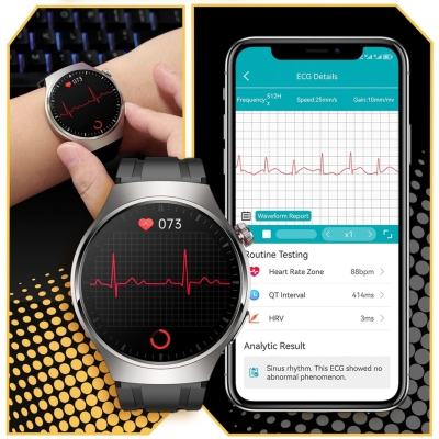 SMARTWATCH ZEGAREK MĘSKI Z EKG – MENU PL – ROZMOWY – POMIAR CUKRU, CIŚNIENIA, TĘTNA