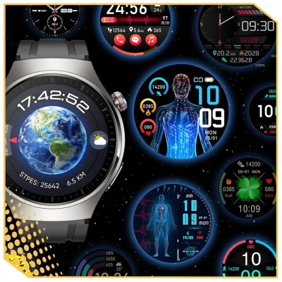 SMARTWATCH ZEGAREK MĘSKI Z EKG – MENU PL – ROZMOWY – POMIAR CUKRU, CIŚNIENIA, TĘTNA