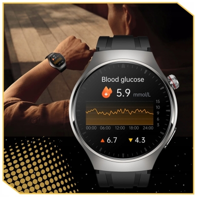 SMARTWATCH ZEGAREK MĘSKI Z EKG – MENU PL – ROZMOWY – POMIAR CUKRU, CIŚNIENIA, TĘTNA