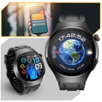 SMARTWATCH ZEGAREK MĘSKI Z EKG – MENU PL – ROZMOWY – POMIAR CUKRU, CIŚNIENIA, TĘTNA