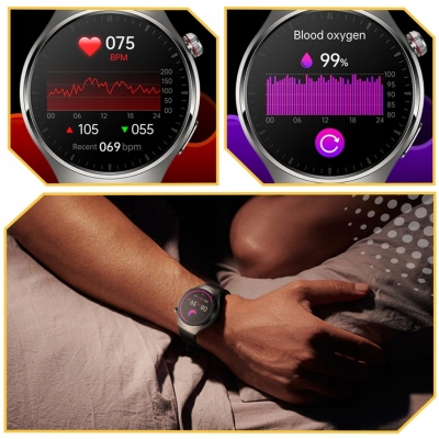 SMARTWATCH ZEGAREK MĘSKI Z EKG – MENU PL – ROZMOWY – POMIAR CUKRU, CIŚNIENIA, TĘTNA