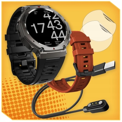 Smartwatch sportowy z GPS i funkcją rozmów  AMOLED  Wodoszczelność Polskie menu