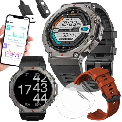 Smartwatch sportowy z GPS i funkcją rozmów  AMOLED  Wodoszczelność Polskie menu