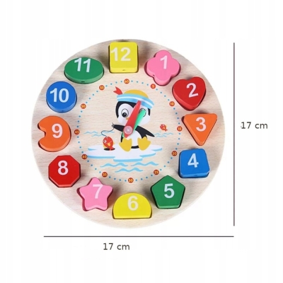 Polecamy - Kreatywny Edukacyjny Zegar Sorter Sensoryczny Montessori Drewniany Nauka Godzin